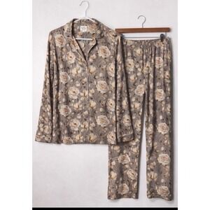Claire de Lune Pima Cotton Pajama Set Small Gray‎ Floral Peru Premium Sleepwear